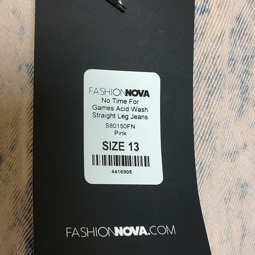 Fashion Nova No Time For Games Pink Acid Wash Relaxed Straight Leg Jeans - Picture 4 of 6